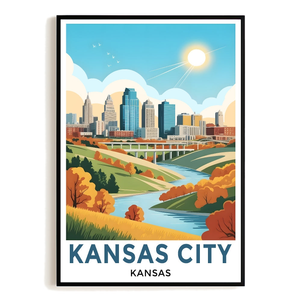 Kansas City Kansas Vintage Travel Poster Nature City Wall Art Landscape Prints Paintings Picture For Home Room Living Room Office Bedroom Aesthetic Decor Unframed | siriusteestore