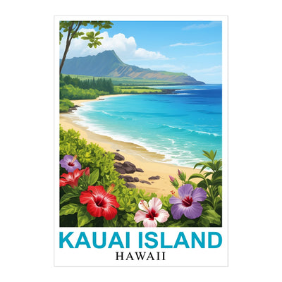 Kauai Island Hawaii Travel Poster Beach Lovers Souvenir Wall Art Landscape Painting Ideal For Tourists And Home Room Decor Living Room Office Bedroom Decor Unframed | siriusteestore