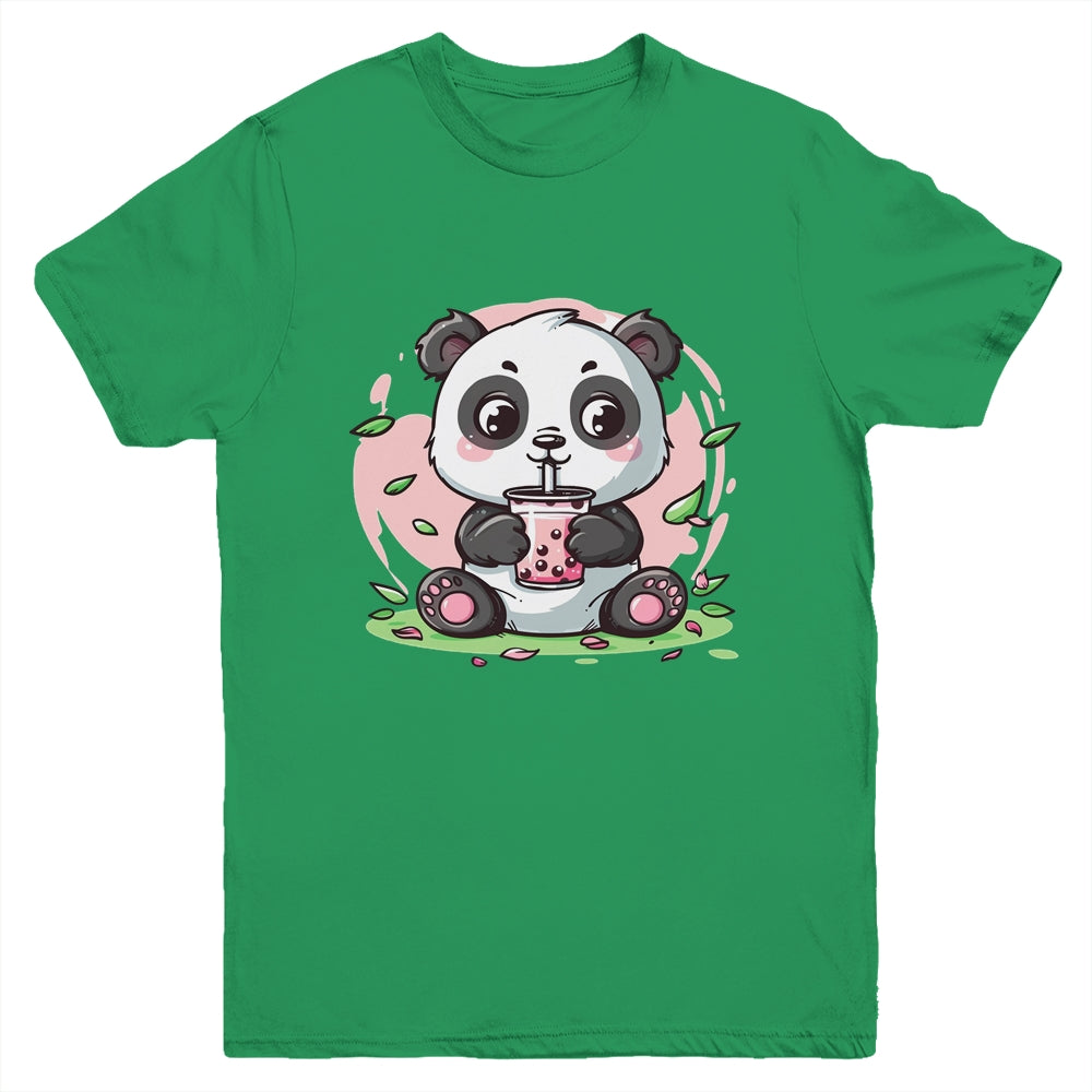 Kawaii Cute Anime Panda Drinking Bubble Boba Tea Girls Youth Shirt | siriusteestore