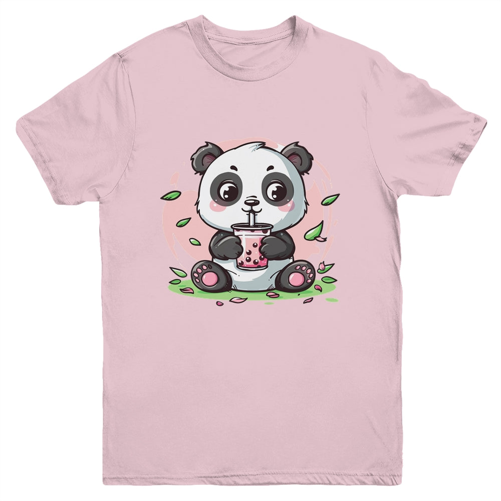 Kawaii Cute Anime Panda Drinking Bubble Boba Tea Girls Youth Shirt | siriusteestore