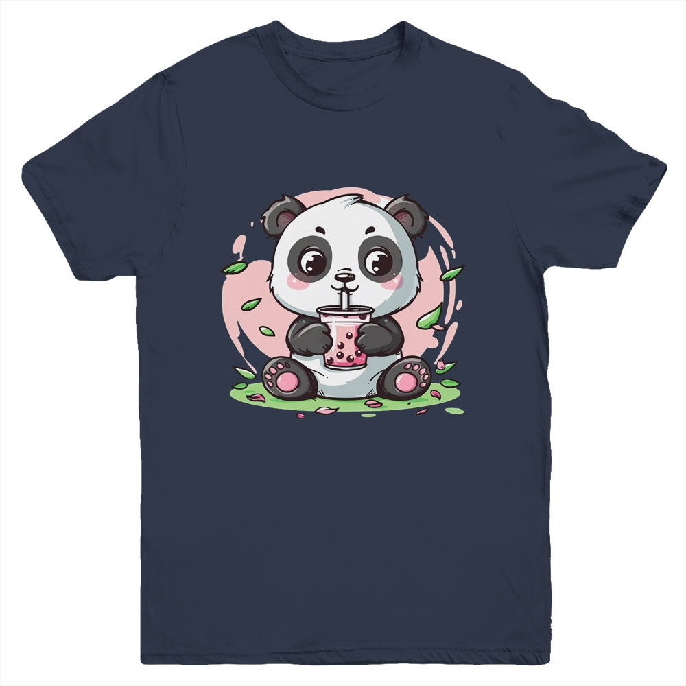 Kawaii Cute Anime Panda Drinking Bubble Boba Tea Girls Youth Shirt | siriusteestore