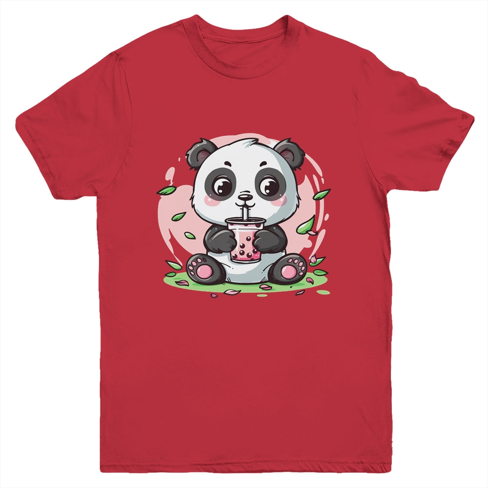 Kawaii Cute Anime Panda Drinking Bubble Boba Tea Girls Youth Shirt | siriusteestore