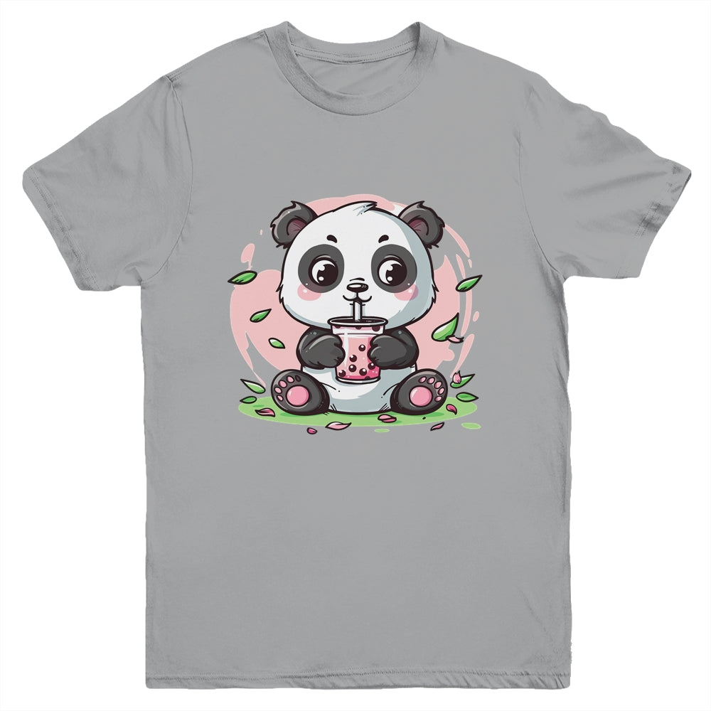 Kawaii Cute Anime Panda Drinking Bubble Boba Tea Girls Youth Shirt | siriusteestore