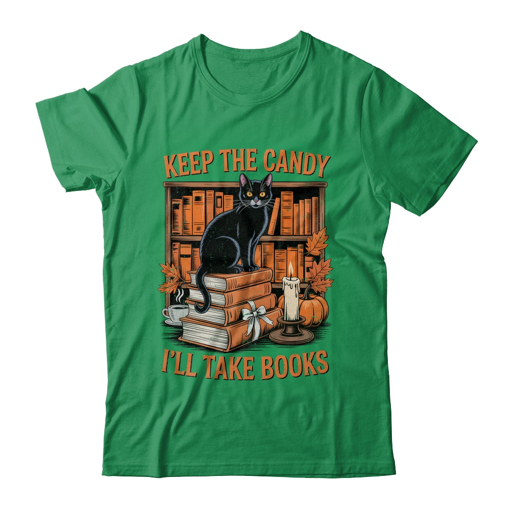 Keep The Candy I'll Take Books Lover Halloween Cat Teacher Shirt & Sweatshirt | siriusteestore