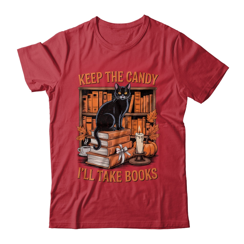 Keep The Candy I'll Take Books Lover Halloween Cat Teacher Shirt & Sweatshirt | siriusteestore