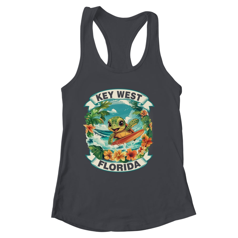 Key West Florida Cute Sea Turtle Surfing Summer Vacation Shirt & Tank Top | siriusteestore
