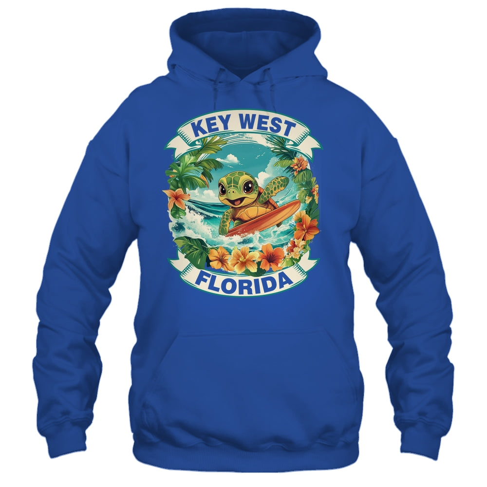 Key West Florida Cute Sea Turtle Surfing Summer Vacation Shirt & Tank Top | siriusteestore