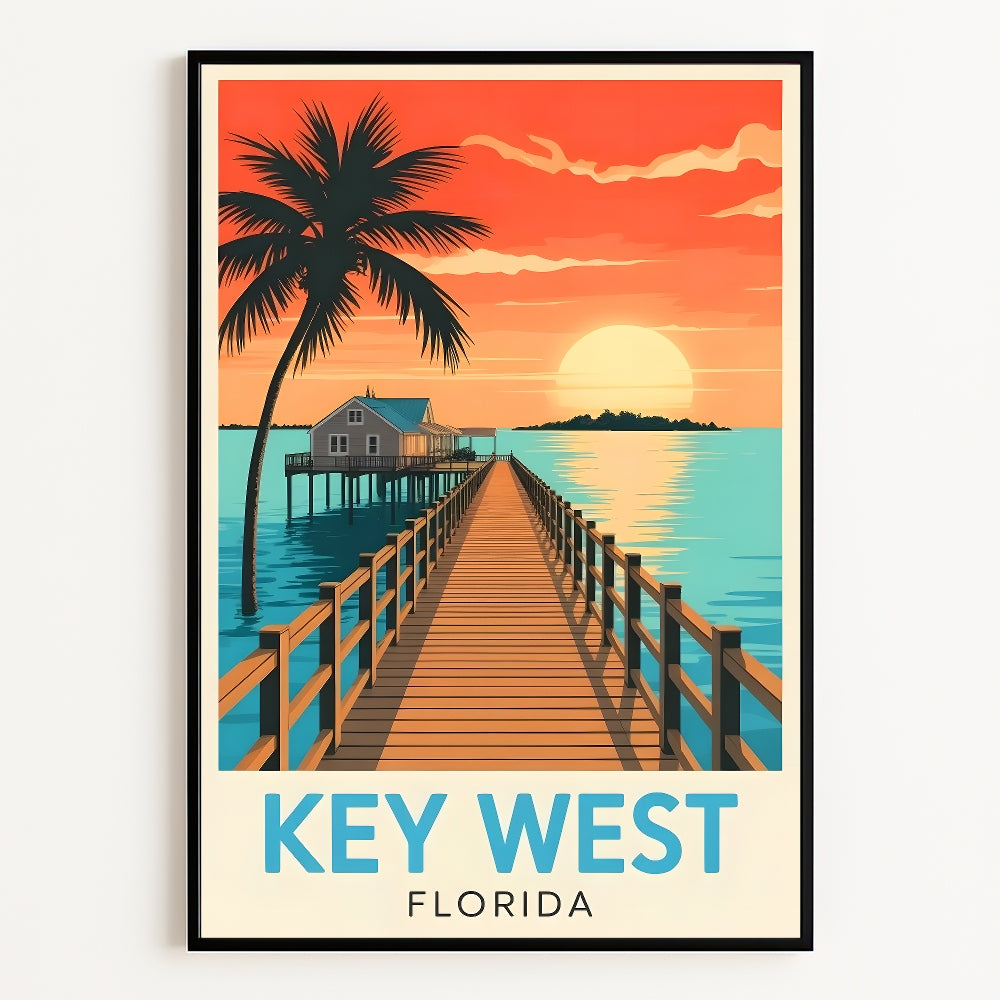 Key West Florida Vintage Travel Poster Wall Decor Wall Art Posters Prints Paintings Pictures For Living Room Office Bedroom Decor Unframed | siriusteestore