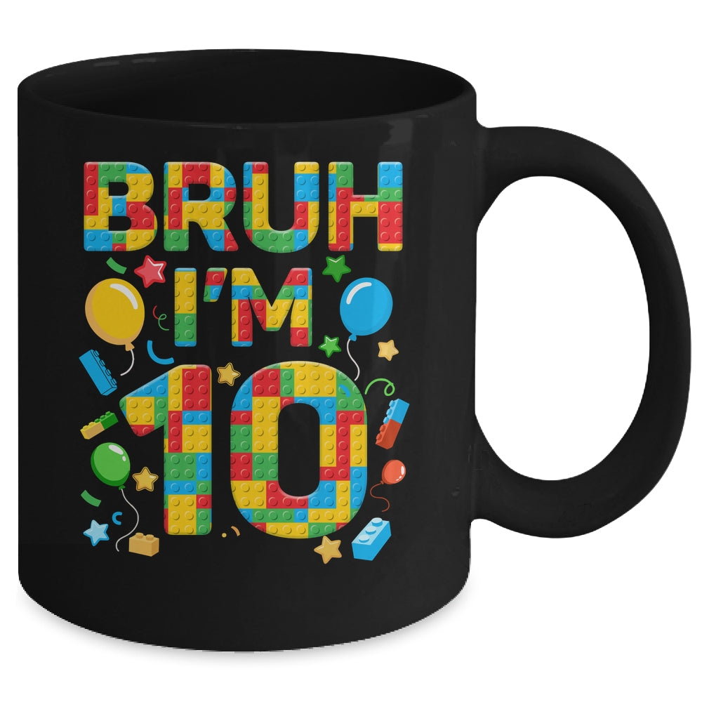 Kids 10 Year Old Building Blocks Bruh 10th Birthday Boy Mug | siriusteestore