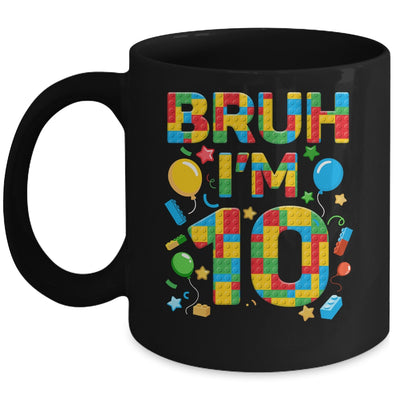 Kids 10 Year Old Building Blocks Bruh 10th Birthday Boy Mug | siriusteestore