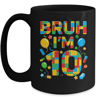 Kids 10 Year Old Building Blocks Bruh 10th Birthday Boy Mug | siriusteestore