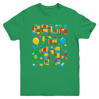 Kids 11 Year Old Building Blocks Bruh 11th Birthday Boy Youth Shirt | siriusteestore