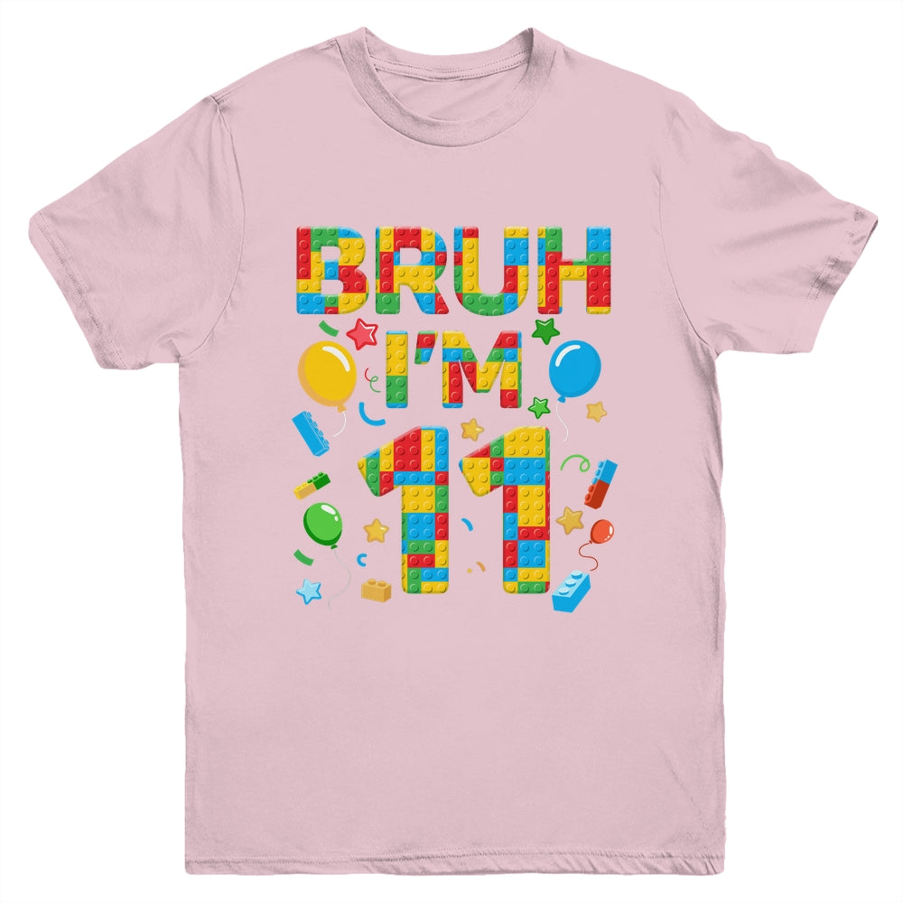 Kids 11 Year Old Building Blocks Bruh 11th Birthday Boy Youth Shirt | siriusteestore