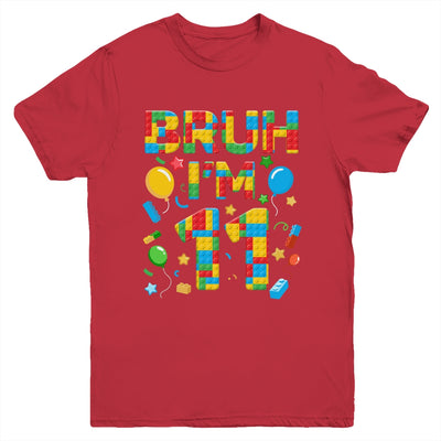 Kids 11 Year Old Building Blocks Bruh 11th Birthday Boy Youth Shirt | siriusteestore