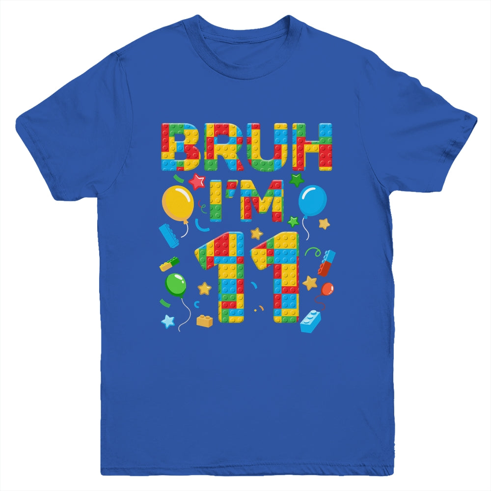 Kids 11 Year Old Building Blocks Bruh 11th Birthday Boy Youth Shirt | siriusteestore