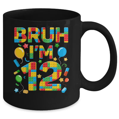 Kids 12 Year Old Building Blocks Bruh 12th Birthday Boy Mug | siriusteestore