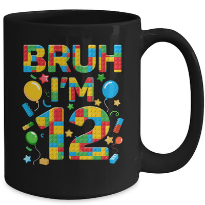 Kids 12 Year Old Building Blocks Bruh 12th Birthday Boy Mug | siriusteestore
