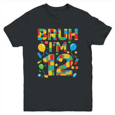 Kids 12 Year Old Building Blocks Bruh 12th Birthday Boy Youth Shirt | siriusteestore
