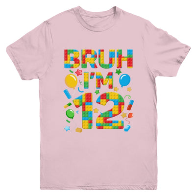 Kids 12 Year Old Building Blocks Bruh 12th Birthday Boy Youth Shirt | siriusteestore