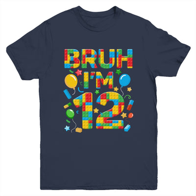 Kids 12 Year Old Building Blocks Bruh 12th Birthday Boy Youth Shirt | siriusteestore