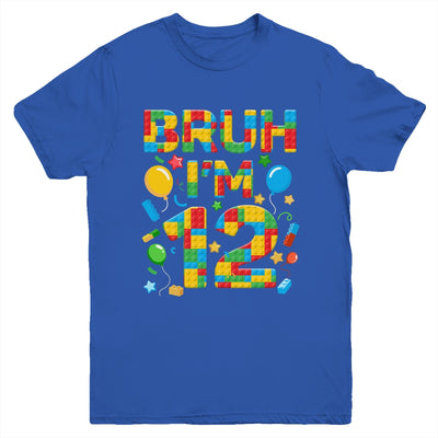 Kids 12 Year Old Building Blocks Bruh 12th Birthday Boy Youth Shirt | siriusteestore
