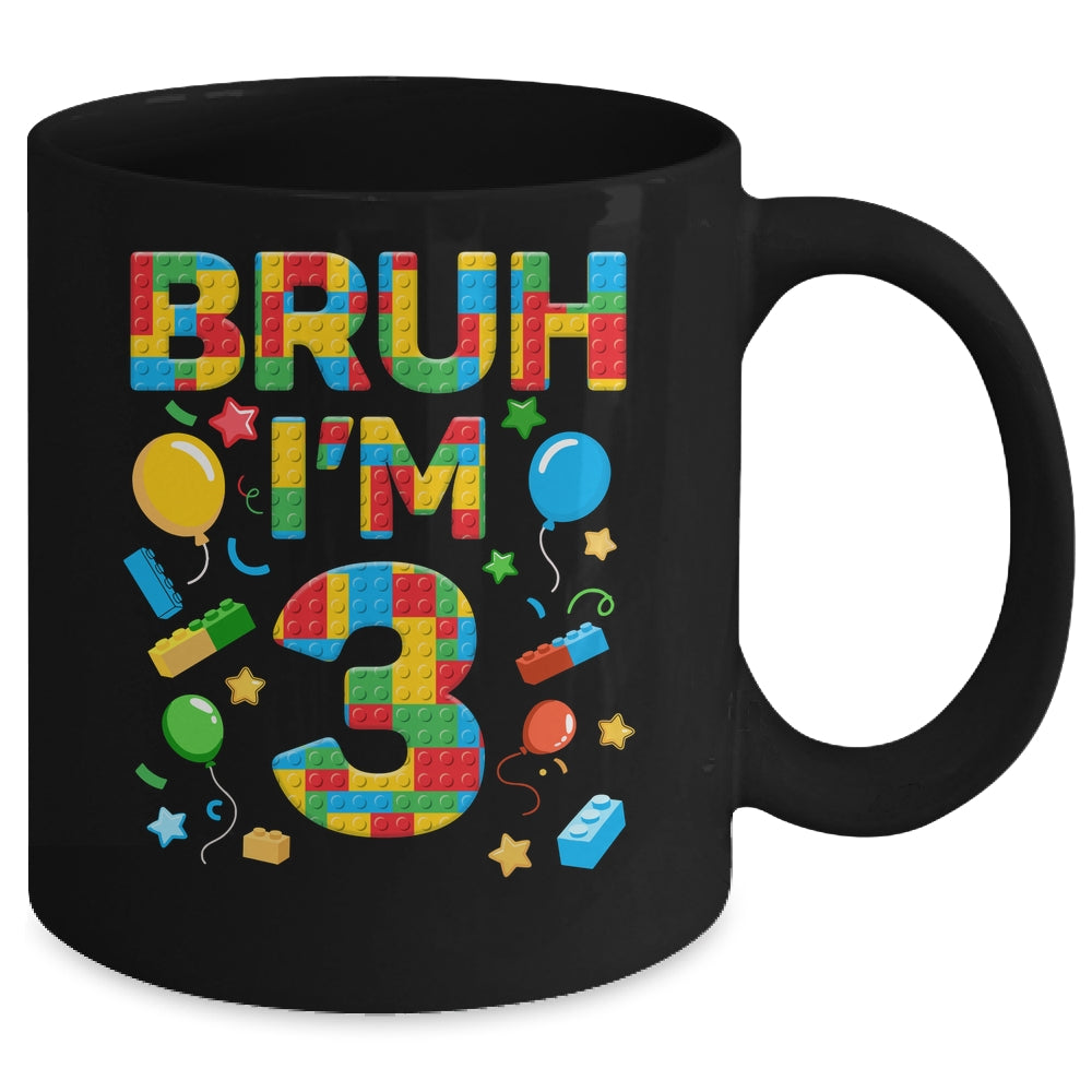 Kids 3 Year Old Building Blocks Bruh 3rd Birthday Boy Mug | siriusteestore
