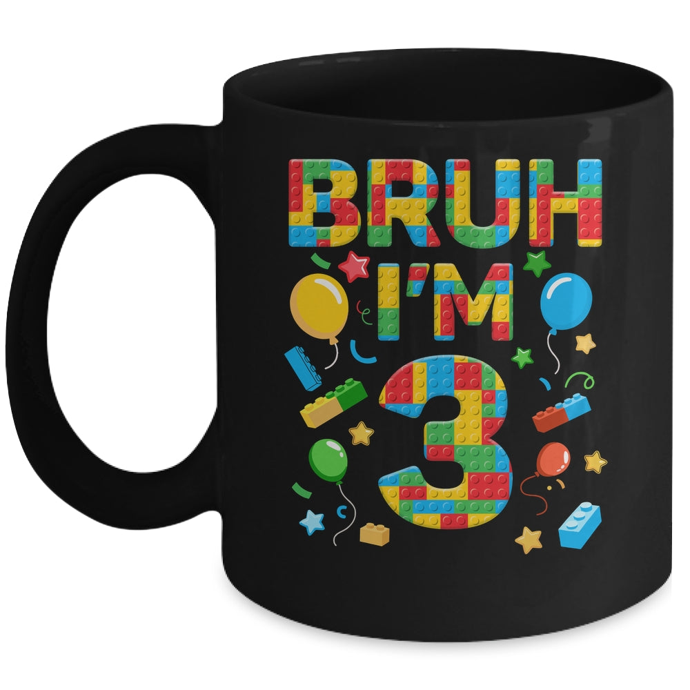 Kids 3 Year Old Building Blocks Bruh 3rd Birthday Boy Mug | siriusteestore