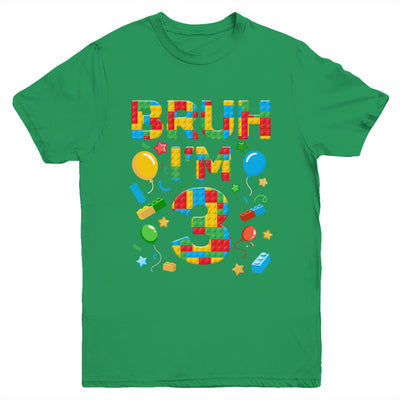 Kids 3 Year Old Building Blocks Bruh 3rd Birthday Boy Youth Shirt | siriusteestore