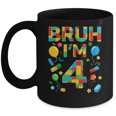 Kids 4 Year Old Building Blocks Bruh 4th Birthday Boy Mug | siriusteestore