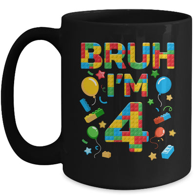 Kids 4 Year Old Building Blocks Bruh 4th Birthday Boy Mug | siriusteestore