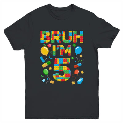 Kids 5 Year Old Building Blocks Bruh 5th Birthday Boy Youth Shirt | siriusteestore
