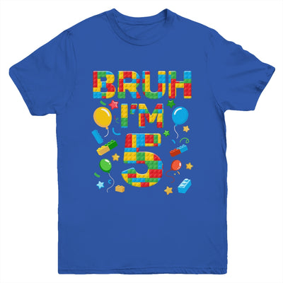 Kids 5 Year Old Building Blocks Bruh 5th Birthday Boy Youth Shirt | siriusteestore