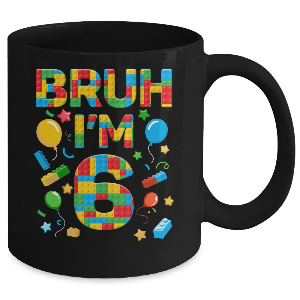 Kids 6 Year Old Building Blocks Bruh 6th Birthday Boy Mug | siriusteestore