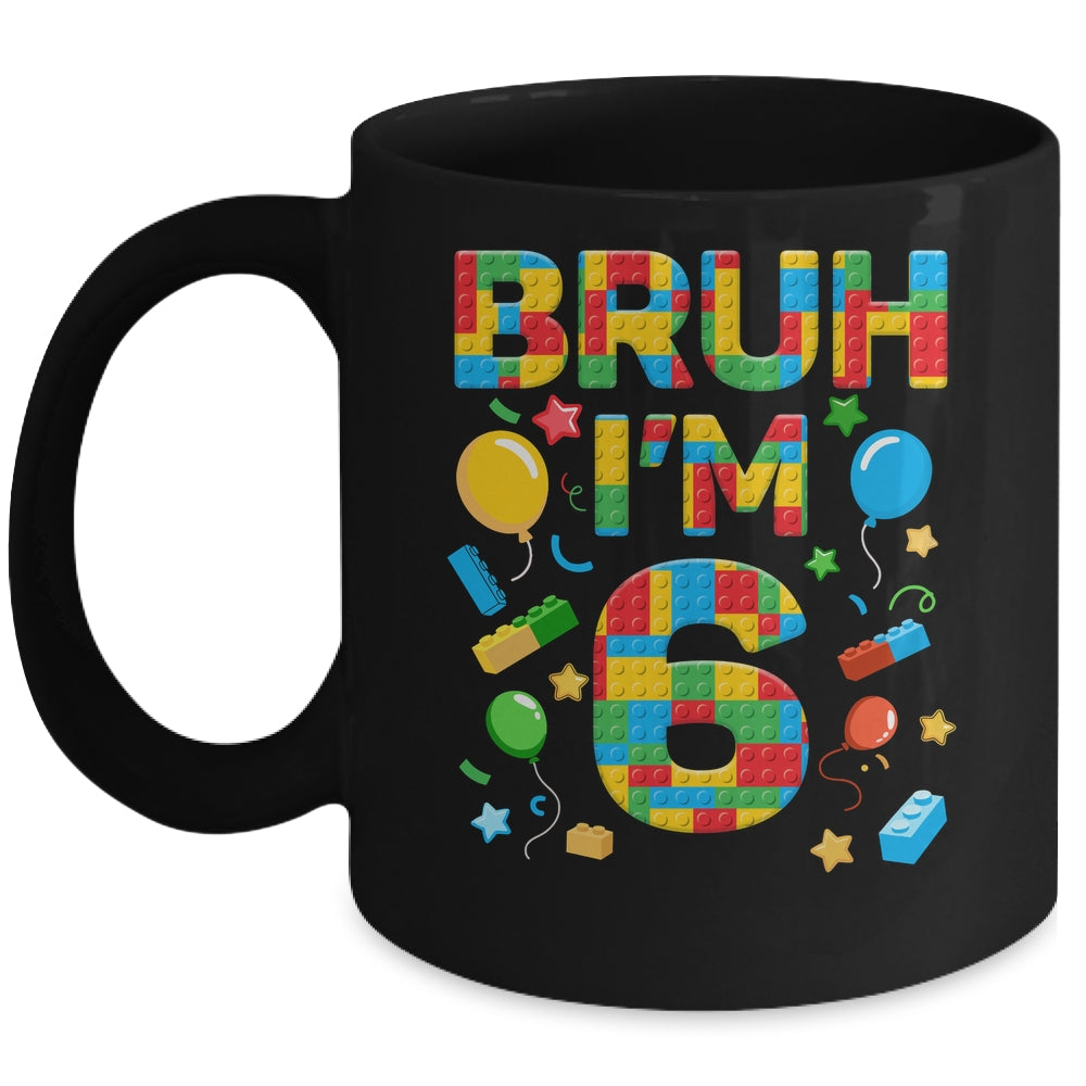 Kids 6 Year Old Building Blocks Bruh 6th Birthday Boy Mug | siriusteestore