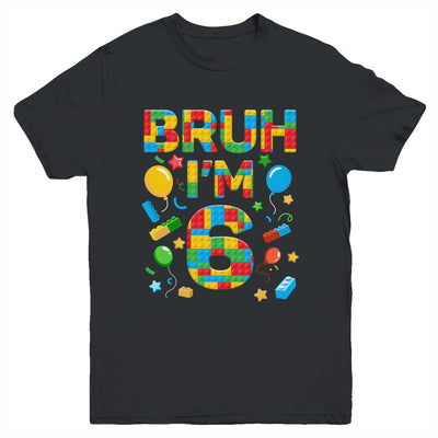 Kids 6 Year Old Building Blocks Bruh 6th Birthday Boy Youth Shirt | siriusteestore