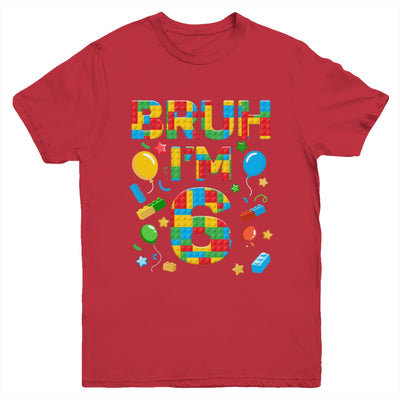 Kids 6 Year Old Building Blocks Bruh 6th Birthday Boy Youth Shirt | siriusteestore