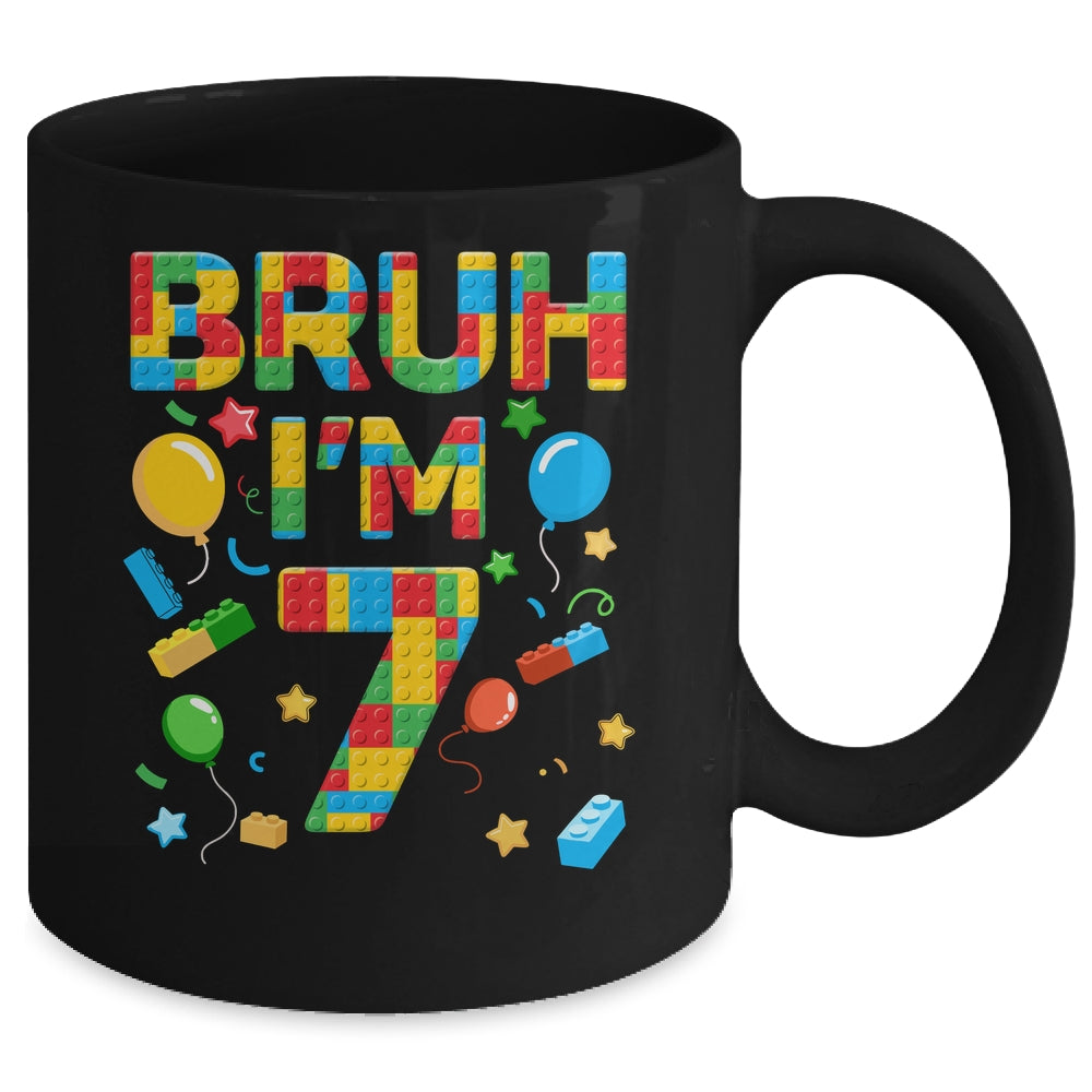 Kids 7 Year Old Building Blocks Bruh 7th Birthday Boy Mug | siriusteestore