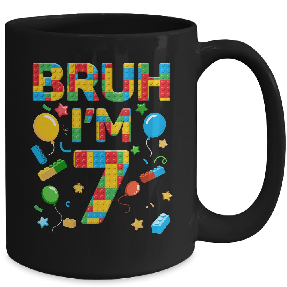 Kids 7 Year Old Building Blocks Bruh 7th Birthday Boy Mug | siriusteestore