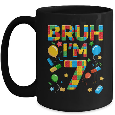 Kids 7 Year Old Building Blocks Bruh 7th Birthday Boy Mug | siriusteestore