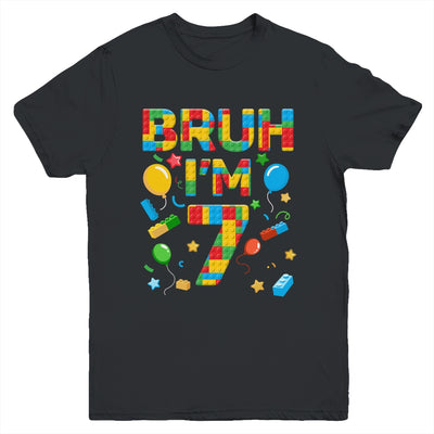 Kids 7 Year Old Building Blocks Bruh 7th Birthday Boy Youth Shirt | siriusteestore