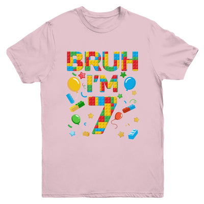 Kids 7 Year Old Building Blocks Bruh 7th Birthday Boy Youth Shirt | siriusteestore