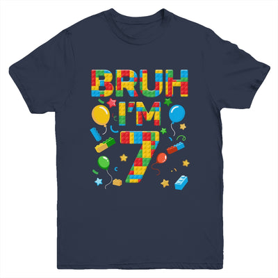 Kids 7 Year Old Building Blocks Bruh 7th Birthday Boy Youth Shirt | siriusteestore