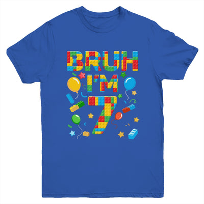 Kids 7 Year Old Building Blocks Bruh 7th Birthday Boy Youth Shirt | siriusteestore
