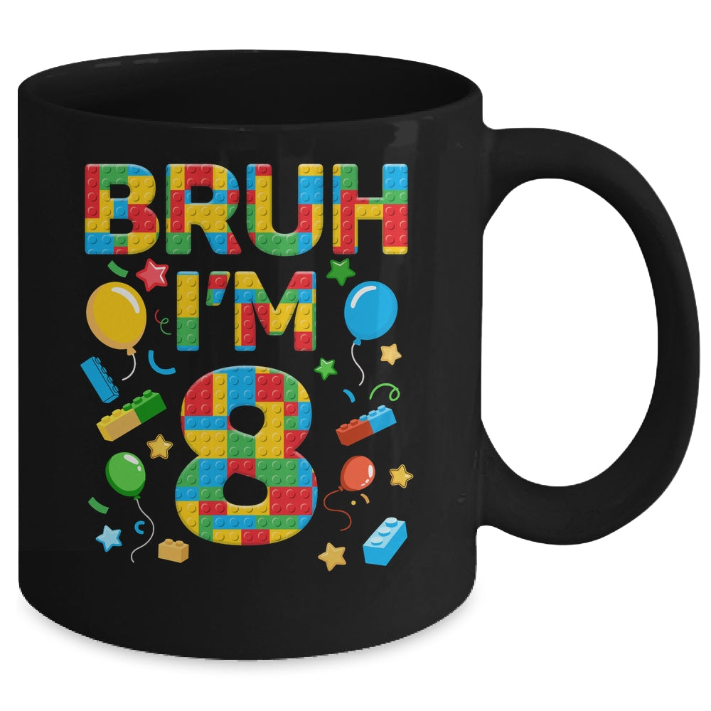 Kids 8 Year Old Building Blocks Bruh 8th Birthday Boy Mug | siriusteestore