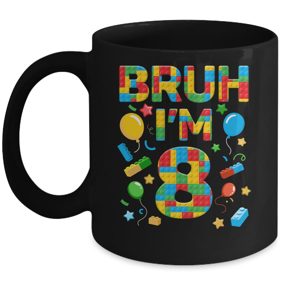 Kids 8 Year Old Building Blocks Bruh 8th Birthday Boy Mug | siriusteestore