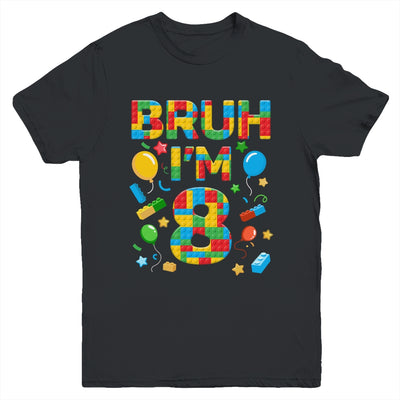 Kids 8 Year Old Building Blocks Bruh 8th Birthday Boy Youth Shirt | siriusteestore