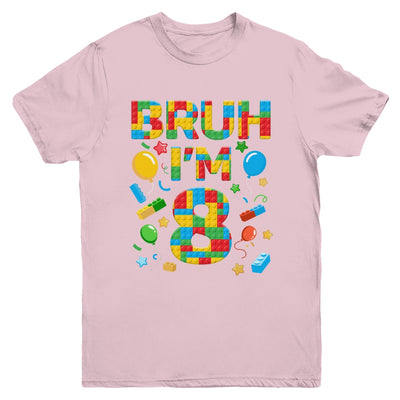 Kids 8 Year Old Building Blocks Bruh 8th Birthday Boy Youth Shirt | siriusteestore