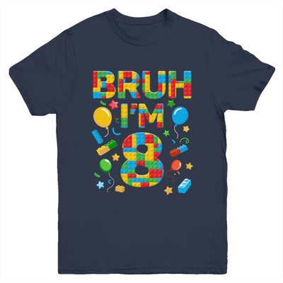 Kids 8 Year Old Building Blocks Bruh 8th Birthday Boy Youth Shirt | siriusteestore