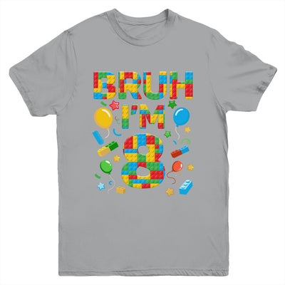 Kids 8 Year Old Building Blocks Bruh 8th Birthday Boy Youth Shirt | siriusteestore