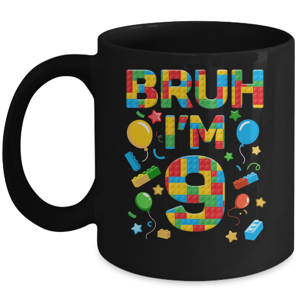 Kids 9 Year Old Building Blocks Bruh 9th Birthday Boy Mug | siriusteestore